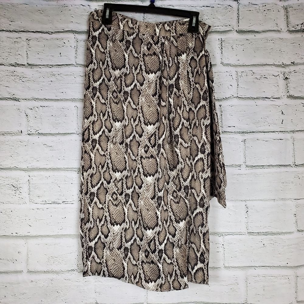AFRM snakeskin print wrap skirt midi
